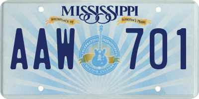 MS license plate AAW701