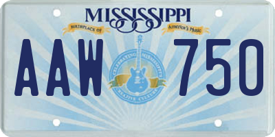 MS license plate AAW750