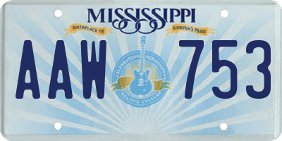 MS license plate AAW753