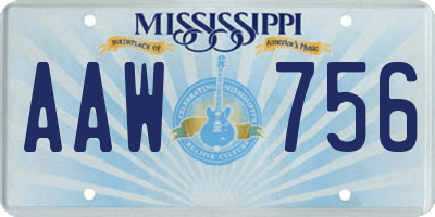 MS license plate AAW756