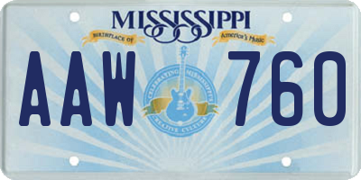 MS license plate AAW760