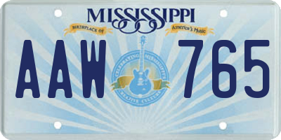 MS license plate AAW765