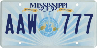 MS license plate AAW777