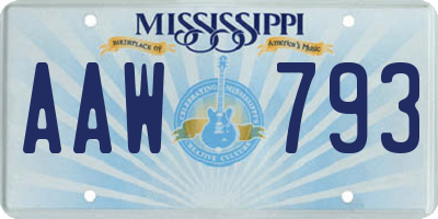 MS license plate AAW793
