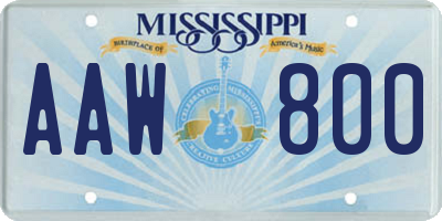 MS license plate AAW800