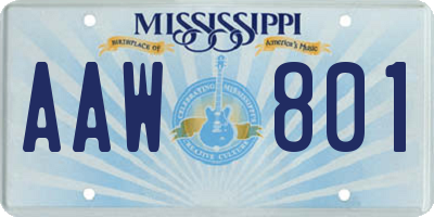 MS license plate AAW801