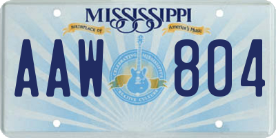 MS license plate AAW804