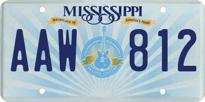 MS license plate AAW812