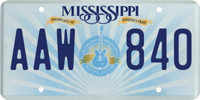 MS license plate AAW840