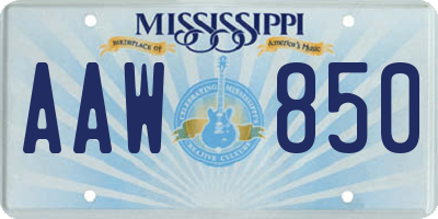 MS license plate AAW850