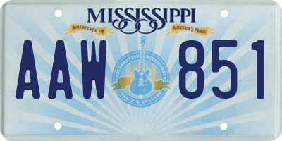 MS license plate AAW851