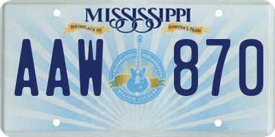 MS license plate AAW870