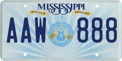 MS license plate AAW888