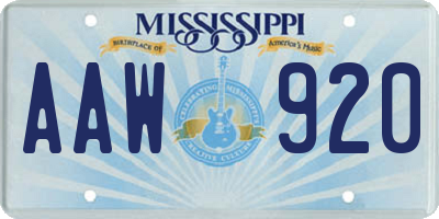 MS license plate AAW920