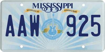 MS license plate AAW925