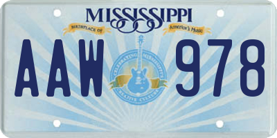 MS license plate AAW978