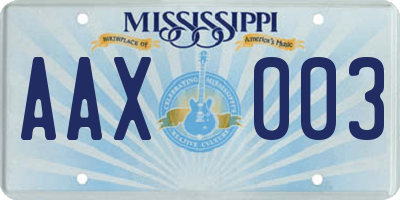 MS license plate AAX003