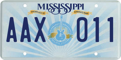 MS license plate AAX011