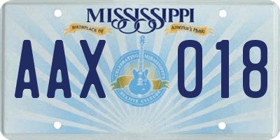 MS license plate AAX018