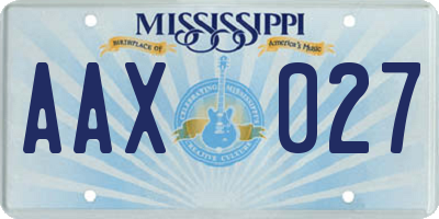 MS license plate AAX027