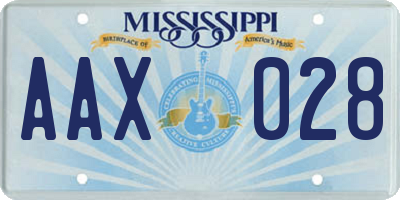 MS license plate AAX028