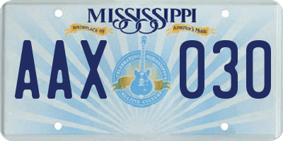 MS license plate AAX030