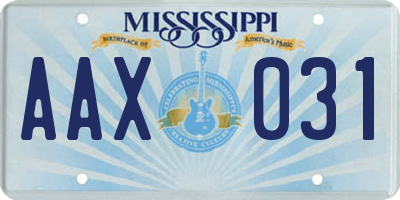 MS license plate AAX031