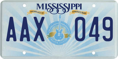 MS license plate AAX049