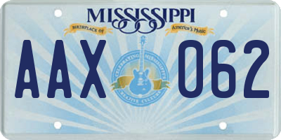 MS license plate AAX062