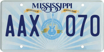 MS license plate AAX070