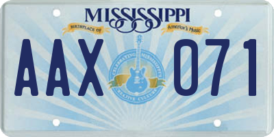 MS license plate AAX071