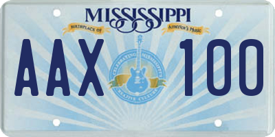 MS license plate AAX100