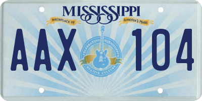 MS license plate AAX104