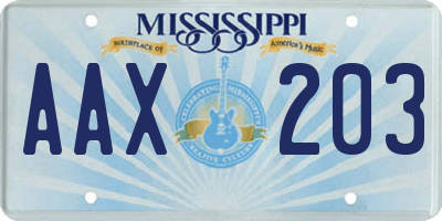 MS license plate AAX203