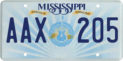 MS license plate AAX205