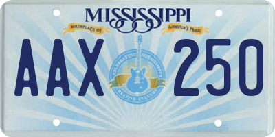 MS license plate AAX250