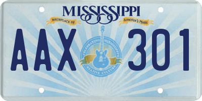 MS license plate AAX301