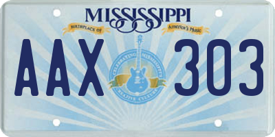 MS license plate AAX303