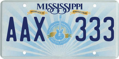 MS license plate AAX333