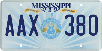 MS license plate AAX380