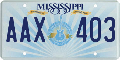 MS license plate AAX403