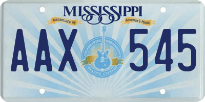 MS license plate AAX545