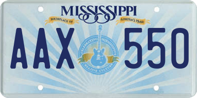 MS license plate AAX550