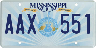 MS license plate AAX551