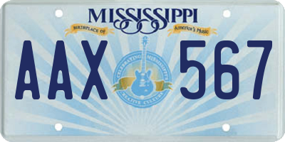 MS license plate AAX567