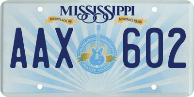 MS license plate AAX602