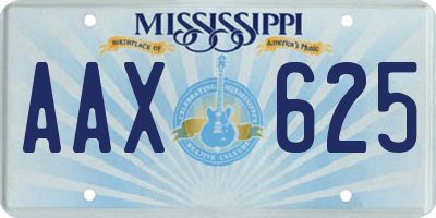 MS license plate AAX625