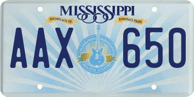 MS license plate AAX650