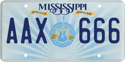 MS license plate AAX666