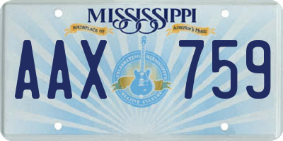 MS license plate AAX759